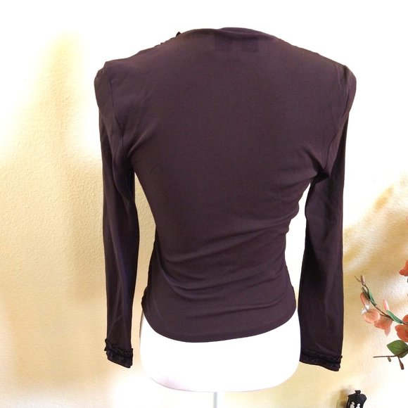 Brown Sheer Ruffle Top - Picture 10 of 13